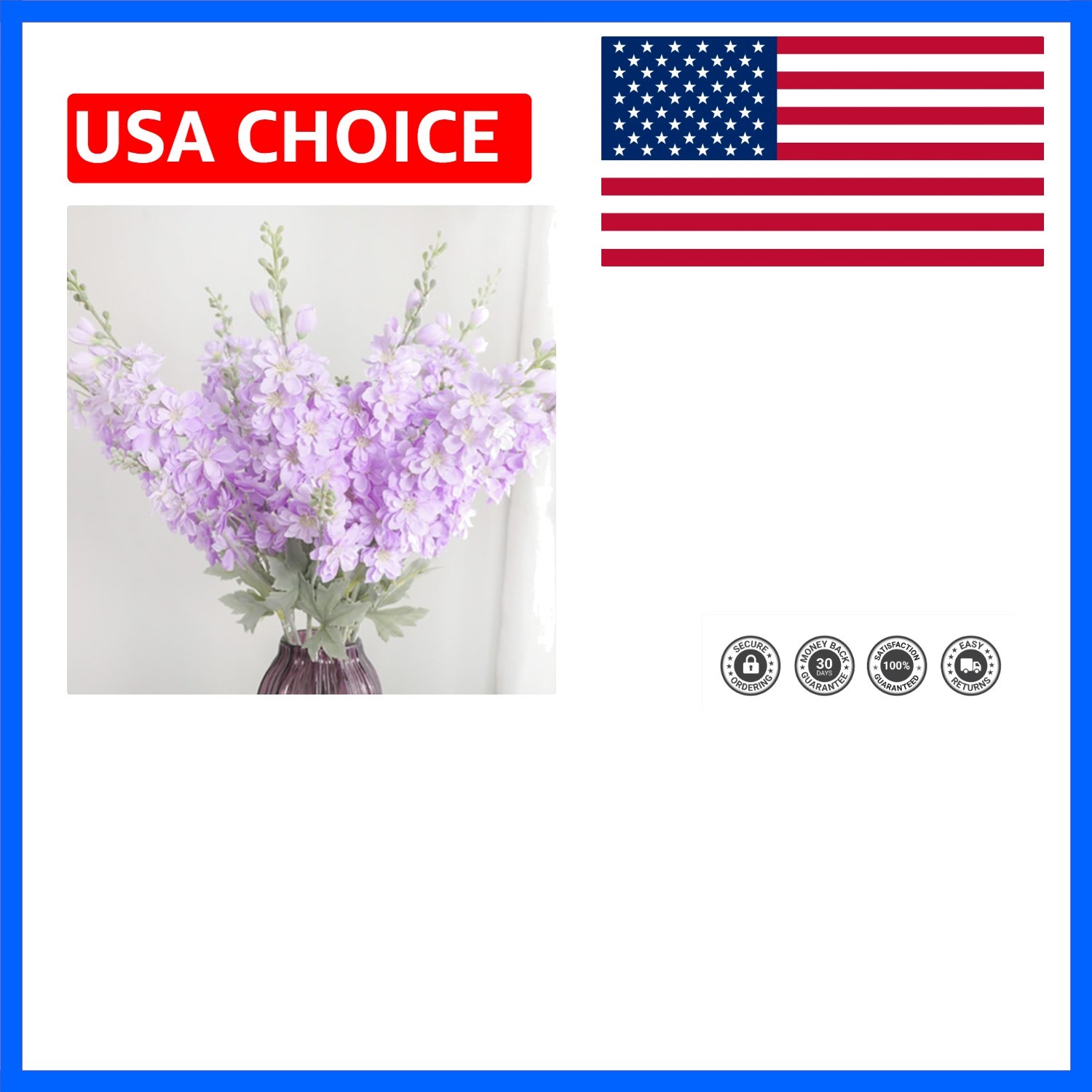 6pcs Lilac Delphinium Artificial Flowers, 33.5in/85cm, Realistic, Elegant For…