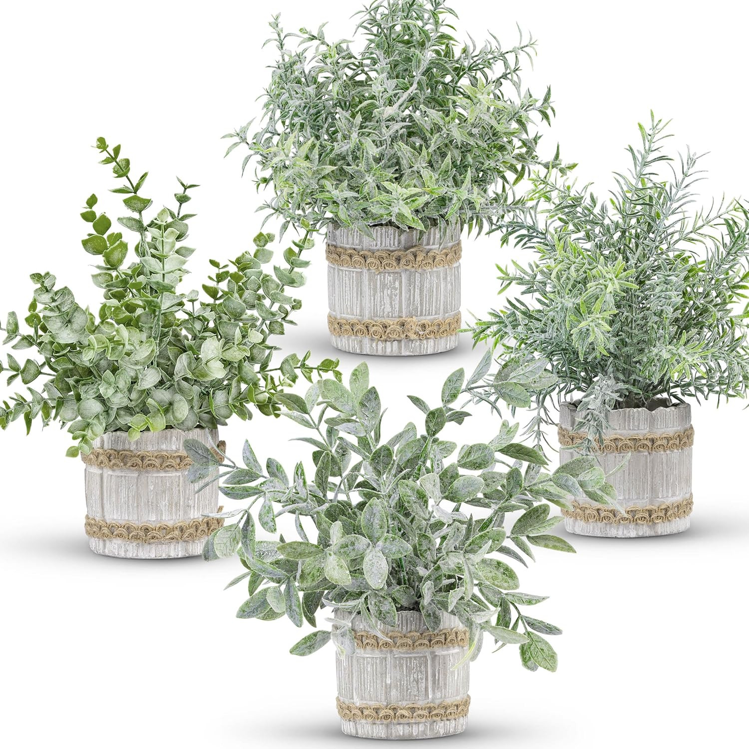 4 Pack Small Fake Plants for Home Office Farmhouse Bathroom Bedroom Desk Decor