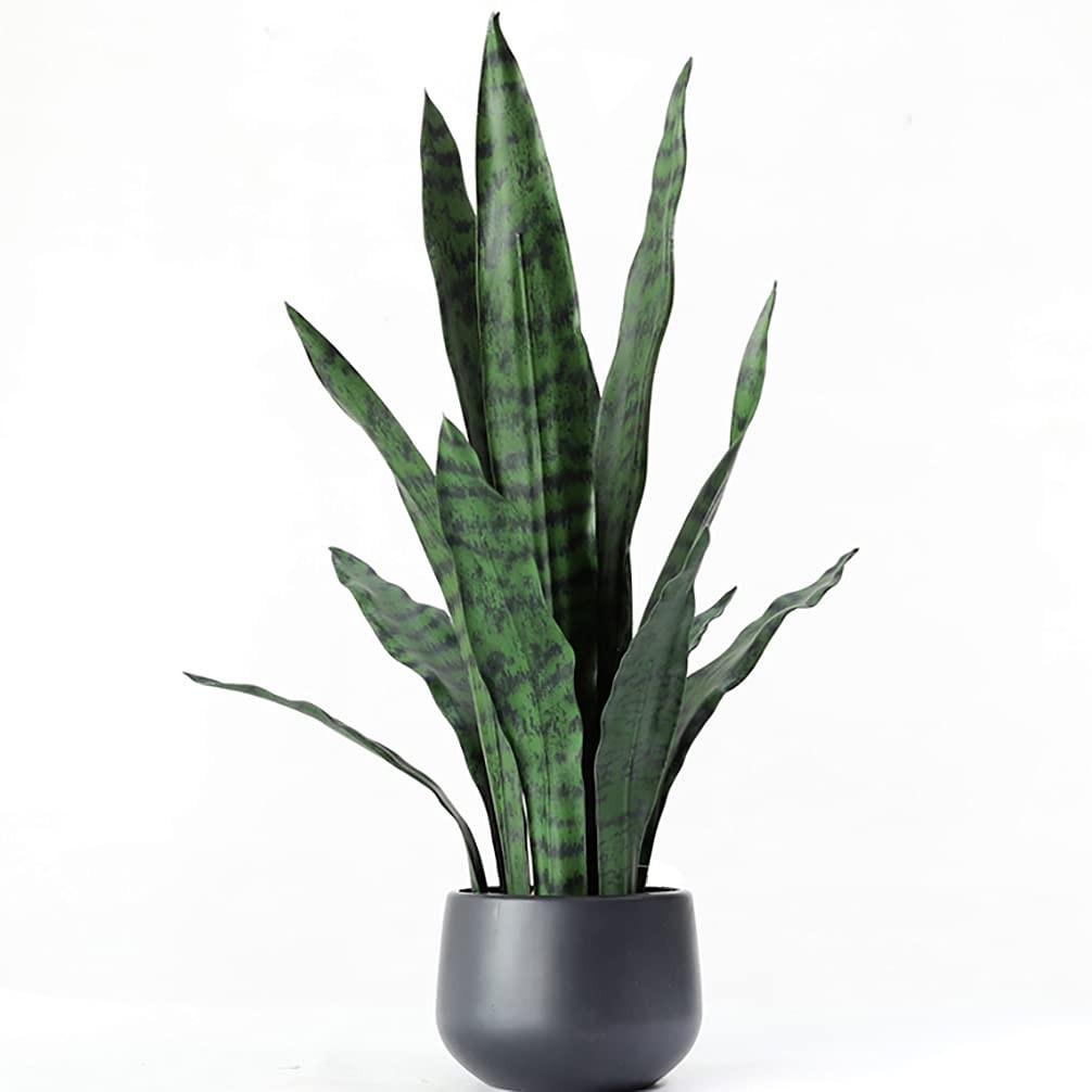 Ollain Artificial Snake Plant with Potted 23.6″ Fake Plastic Sansevieria Faux…