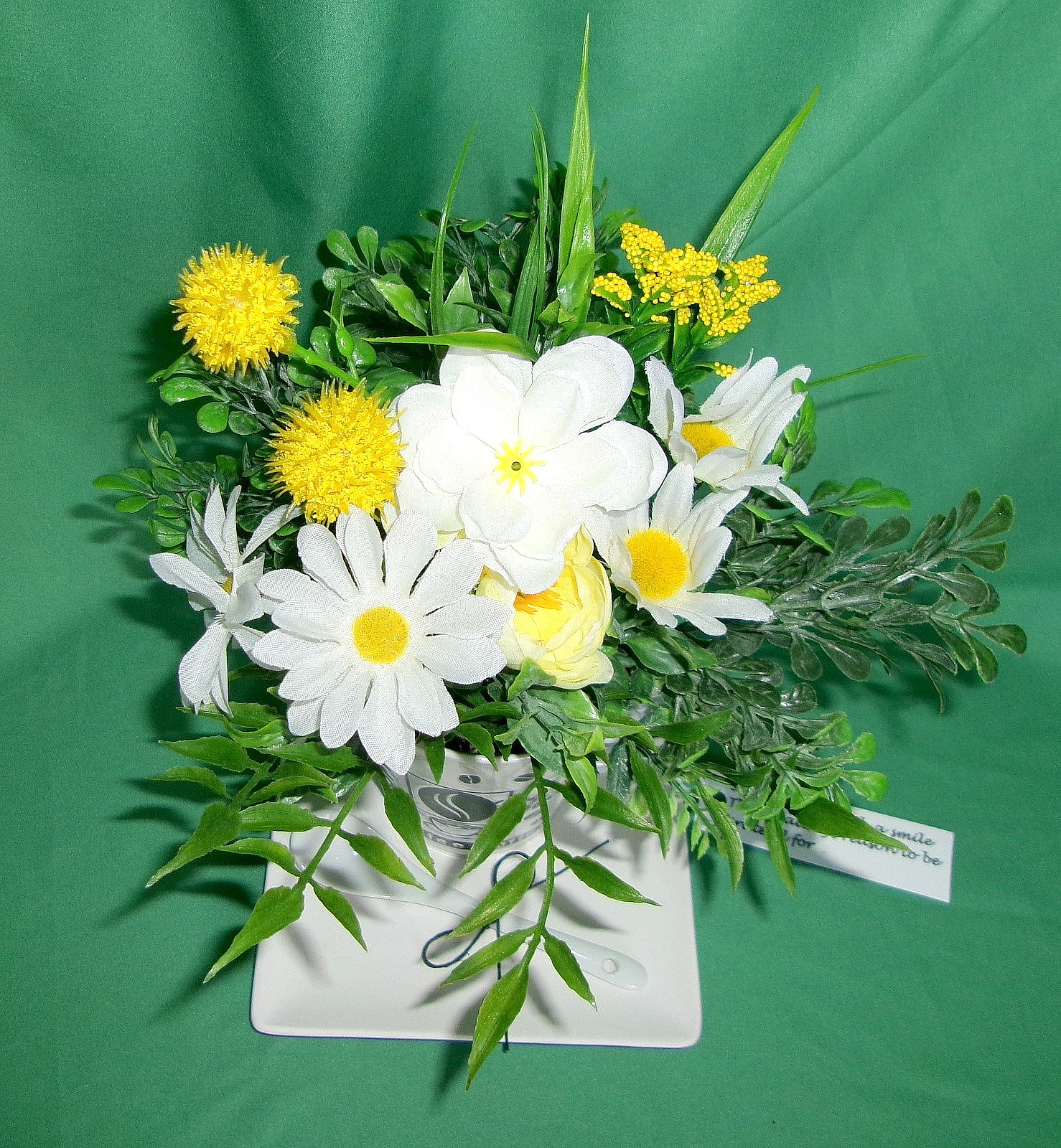 Floral Arrangement Silk Yellow White Home Decoration Counter Kitchen Gift NEW