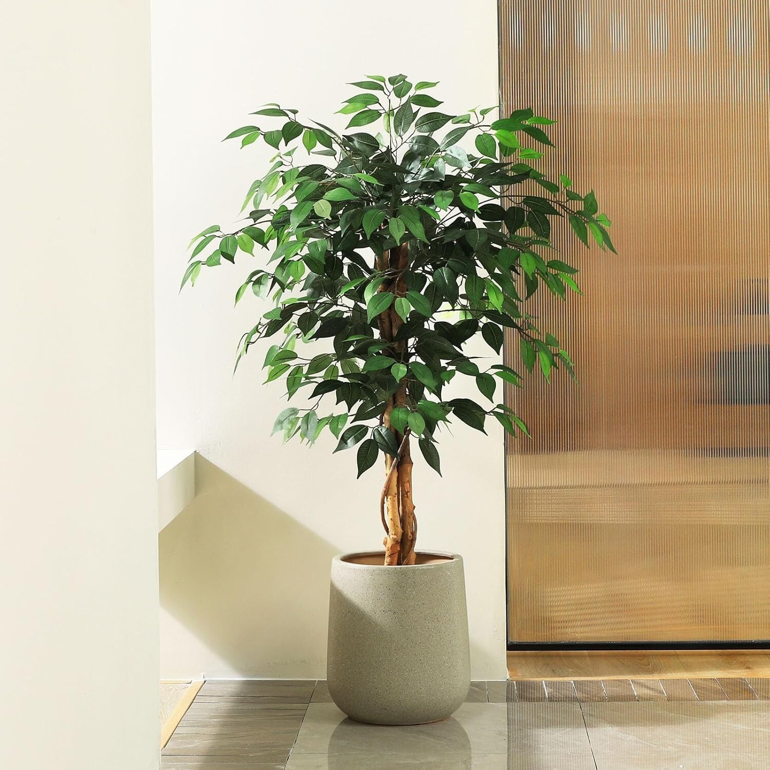 Versatile Lifelike Ficus Tree – 48in Indoor/Outdoor Faux Plant for All Seasons