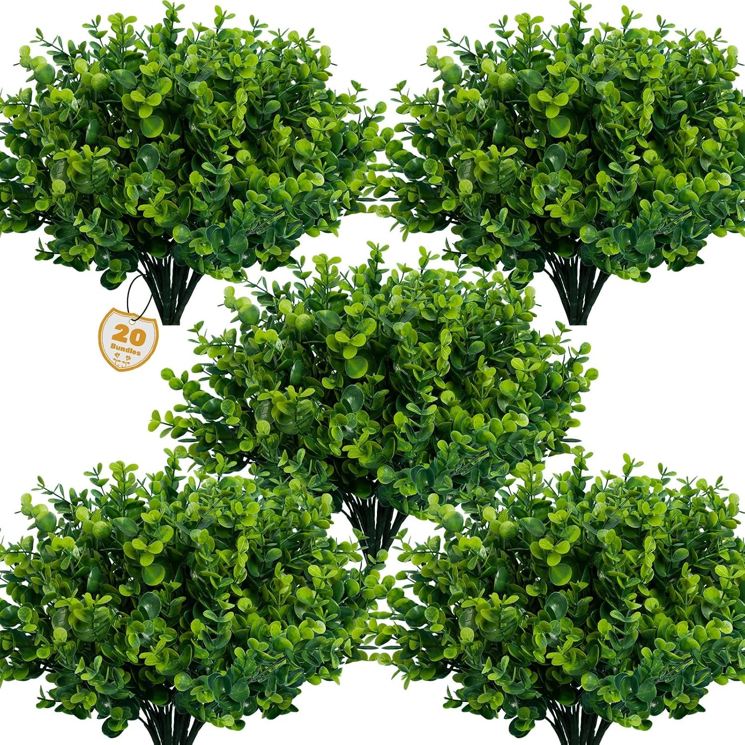24 Pcs Artificial Flowers UV Resistant, Faux Plastic Shrubs Outdoor Decor