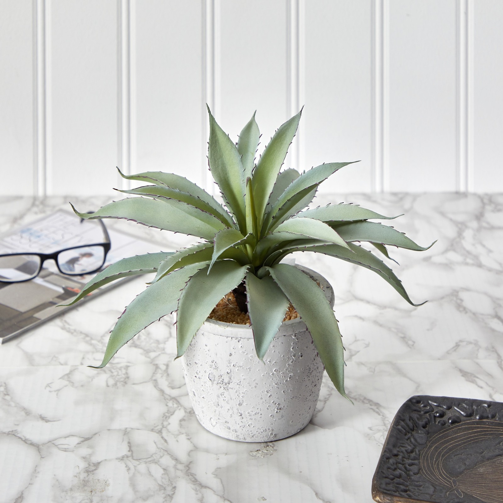 9 Inch Aloe Succulent Artificial Plant Lifelike Variegated Leaves Decor