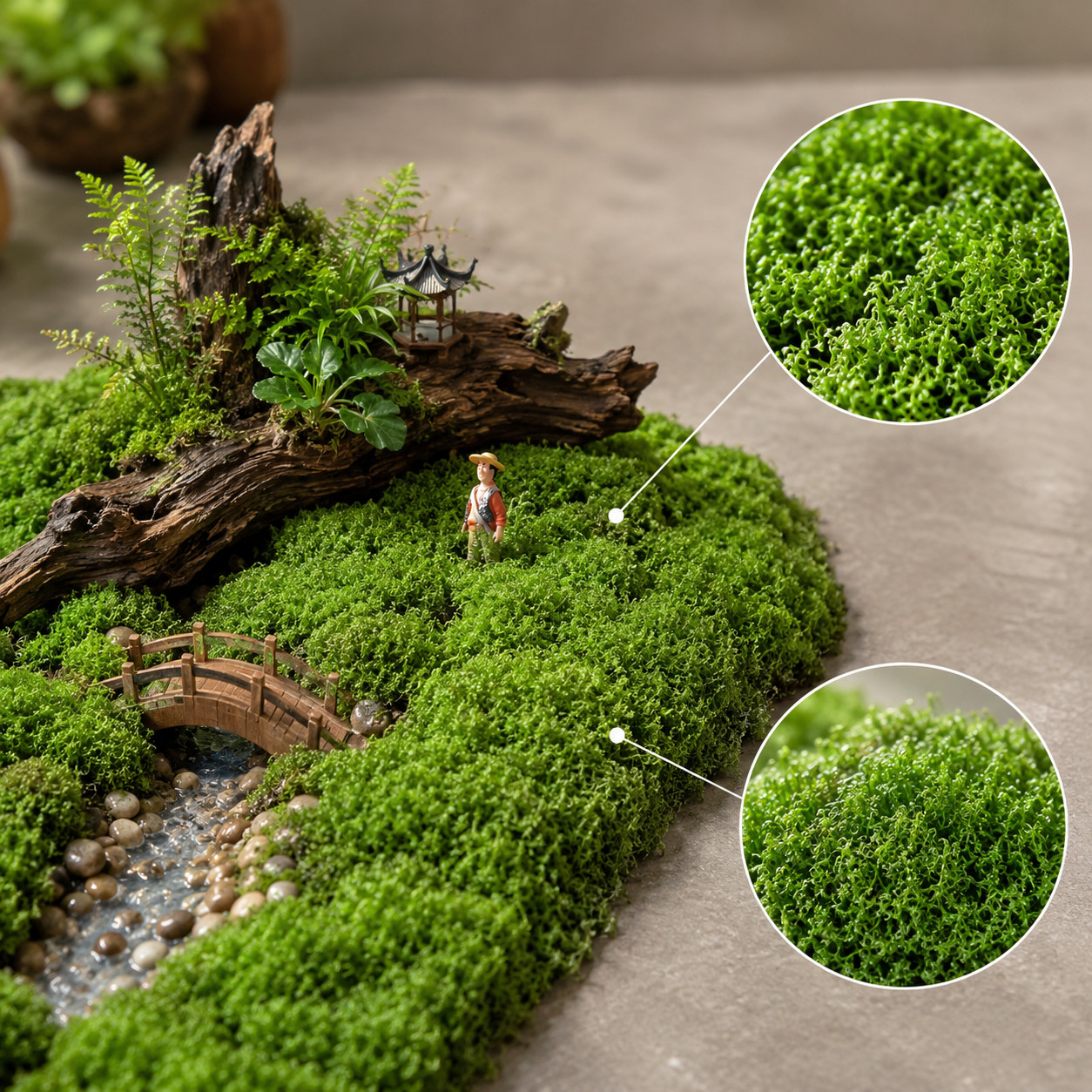 Artificial Lichen Mat, Pastoral Artificial Grass for Diorama Supplies