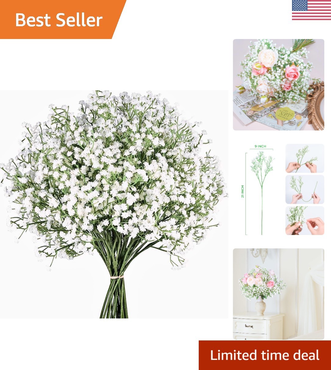 Versatile 12 Pcs White Gypsophila – Wedding & Home Decoration Essentials