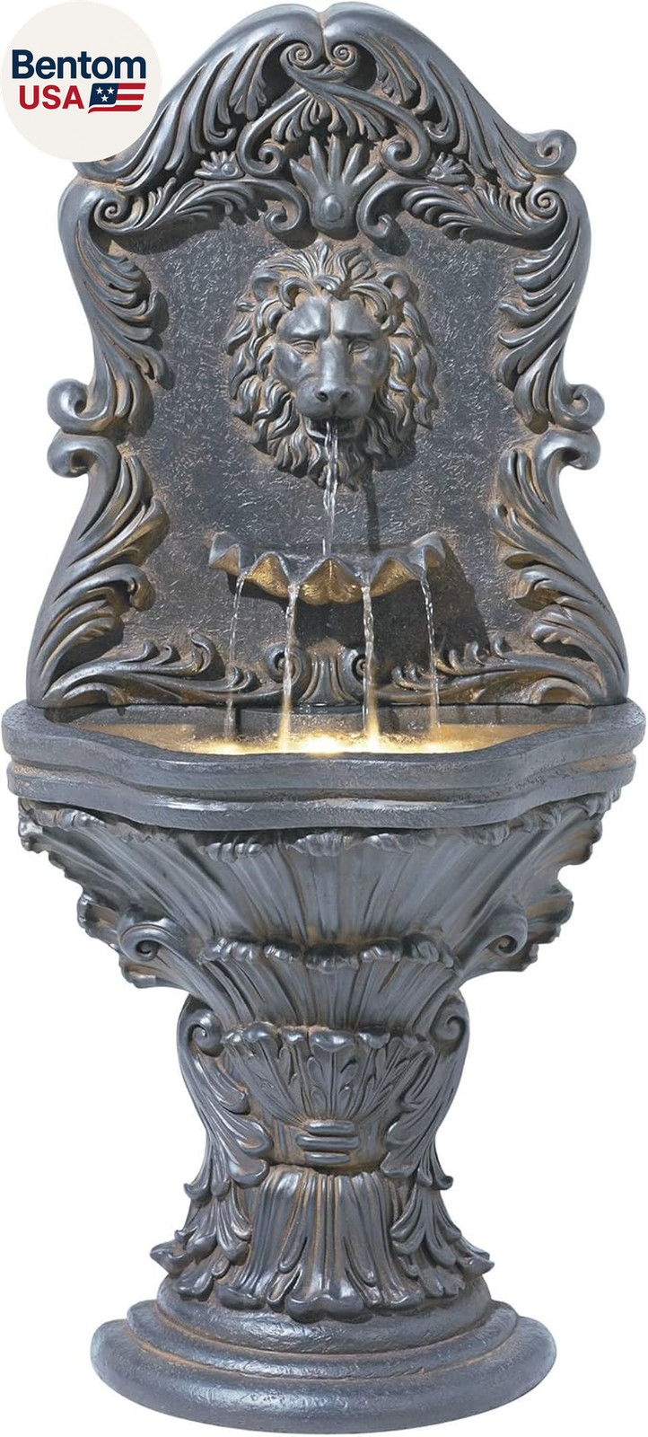 Royal Lion Acanthus 50″ High Large Italian Indoor Outdoor Decor Faux Stone Floor