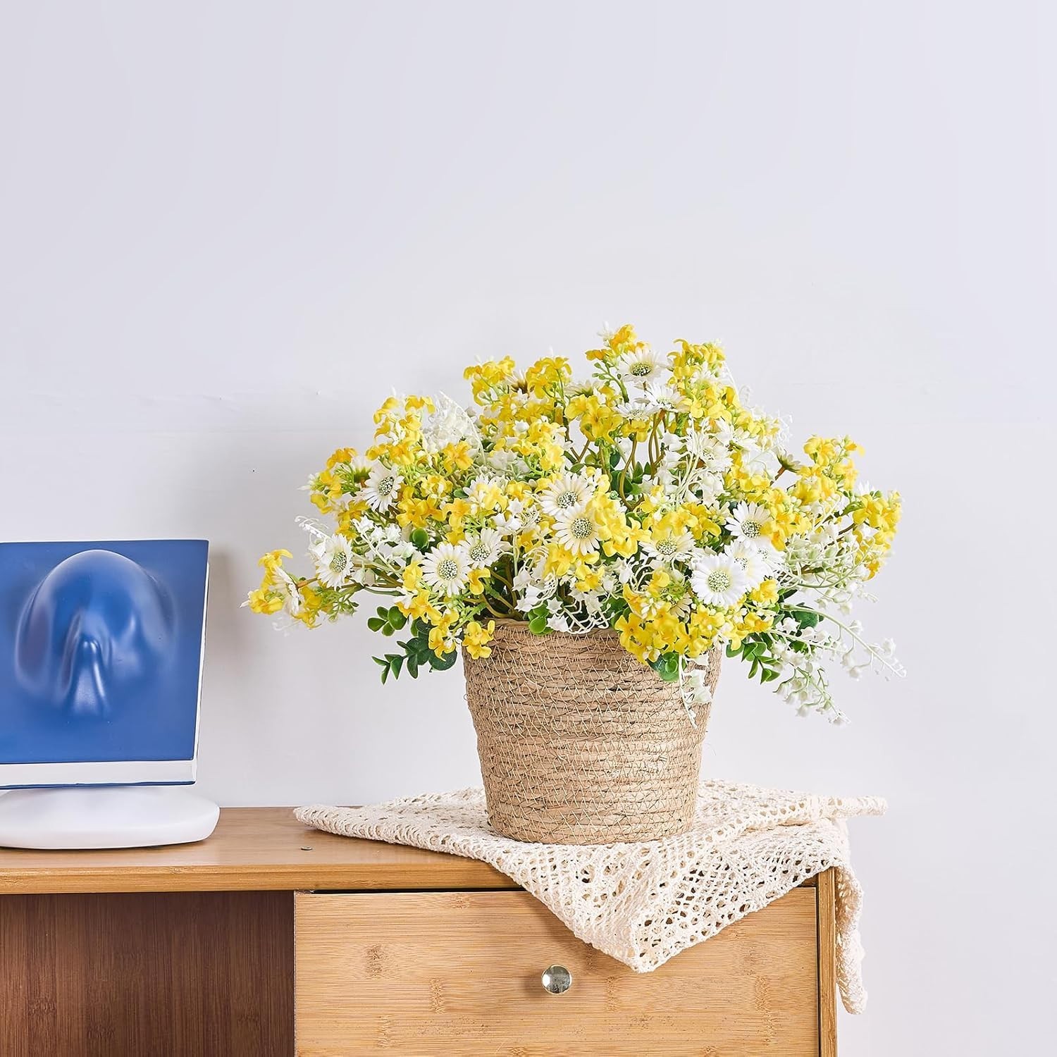7 Pcs Wildflowers Artificial Flowers Daisies Yellow and White and Faux Wildflow