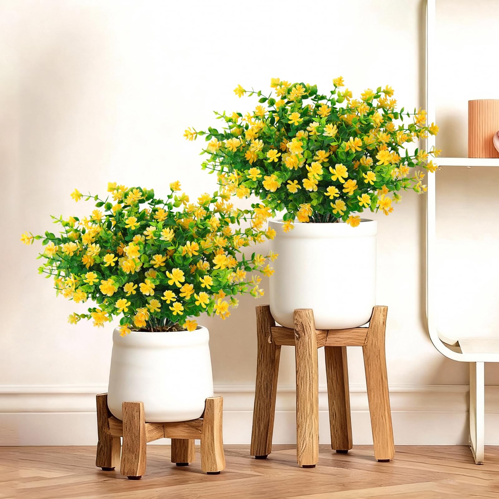 12 Bundles Yellow Artificial Flowers Fake Yellow Flowers UV Outdoor Florals