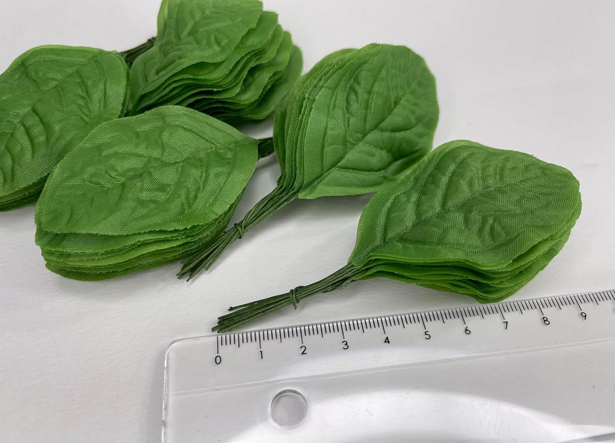 Fake Leaves Jasmine Leaves Fabric Artificial Leaf with Wire Stem Clips Size#1