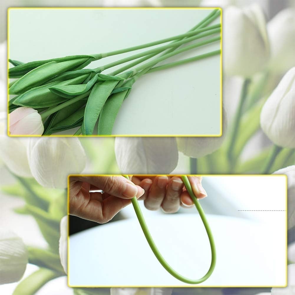 Fake Tulips Flowers for Wedding Party Decor, 30pcs White