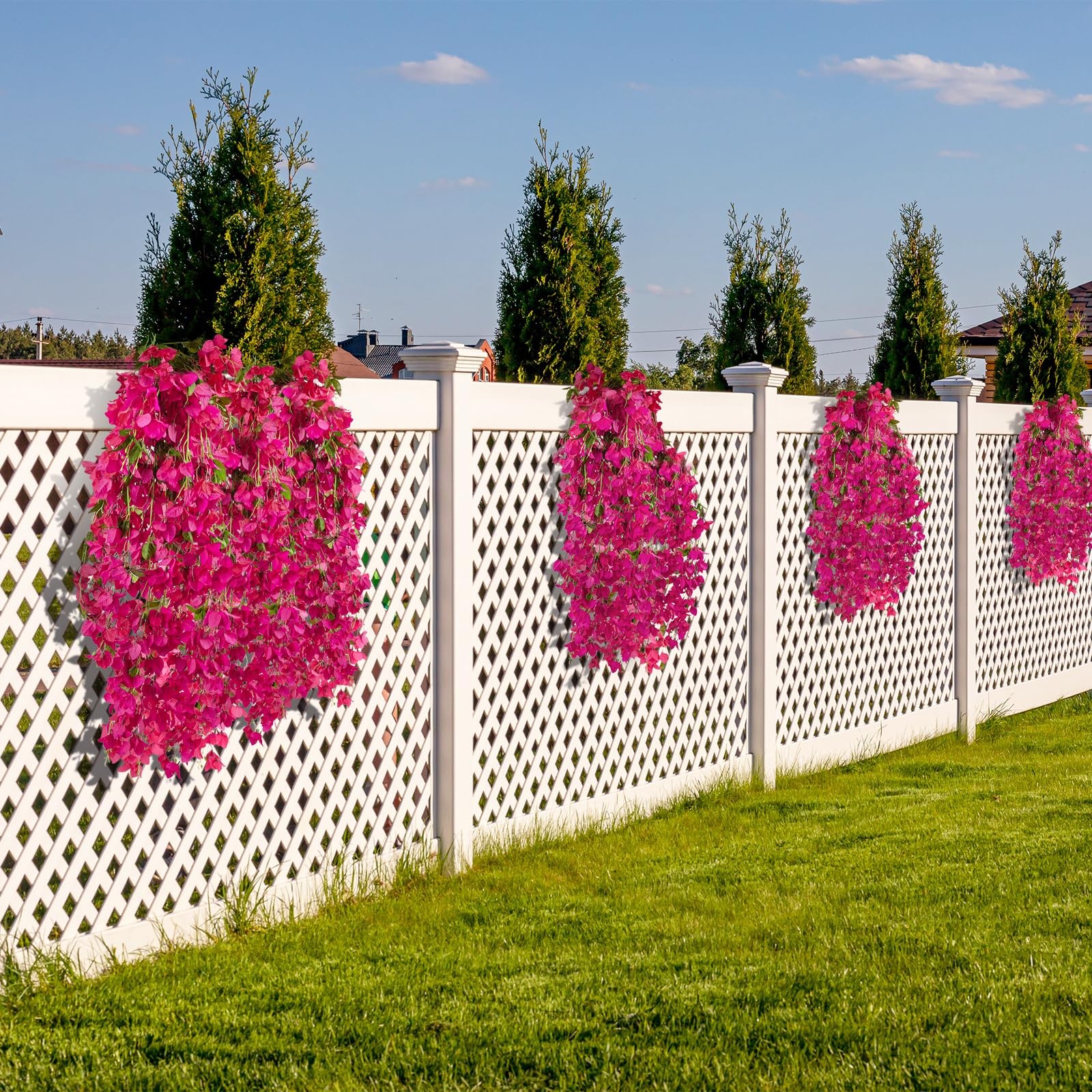 2 PCS 50 Inch Silk Bougainvillea Artificial Flowers, Faux Triangle Plum Flowe…