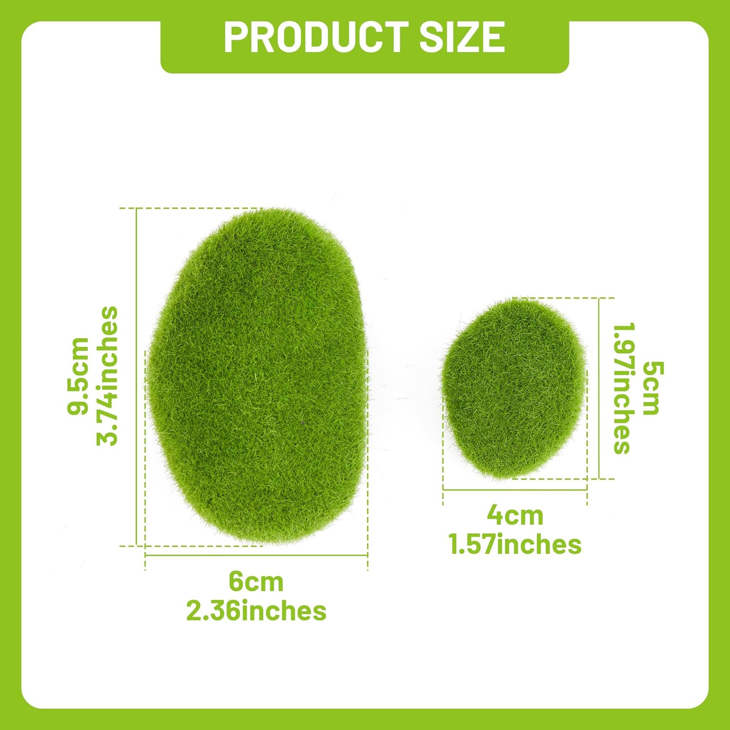 Artificial Moss Rocks 20 Pack Faux Green Decorative Stones Terrarium Crafts