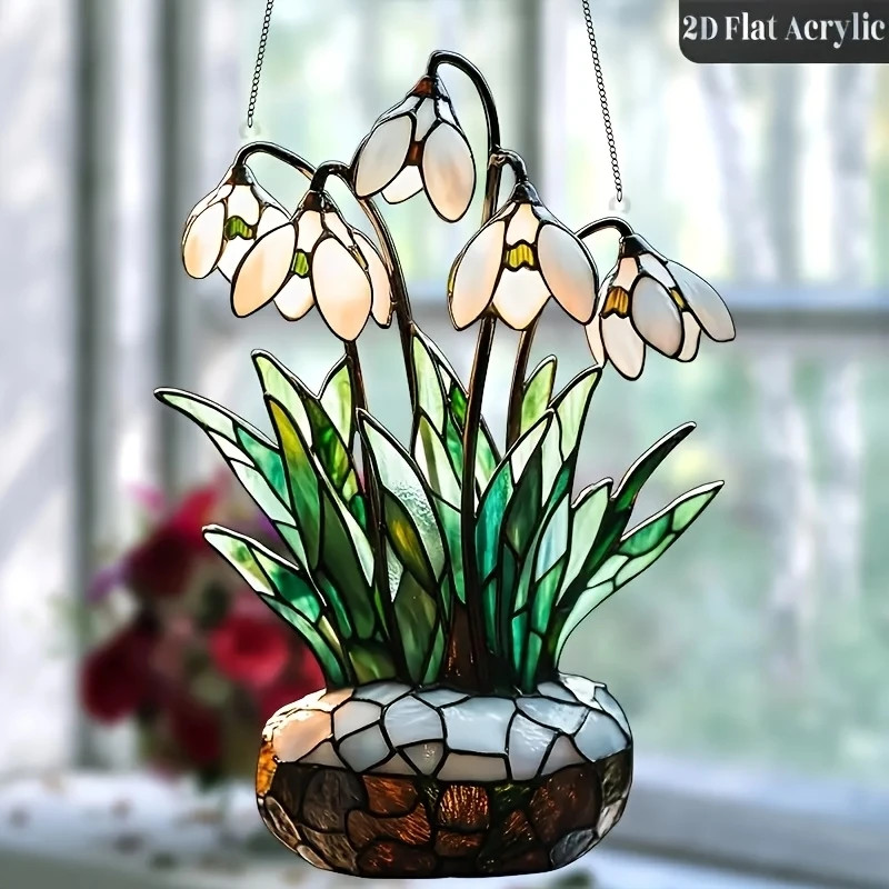 1Pcs 8In 2D Acrylic Colored Summer Plant Light-Collecting Device Flower Pot Wind