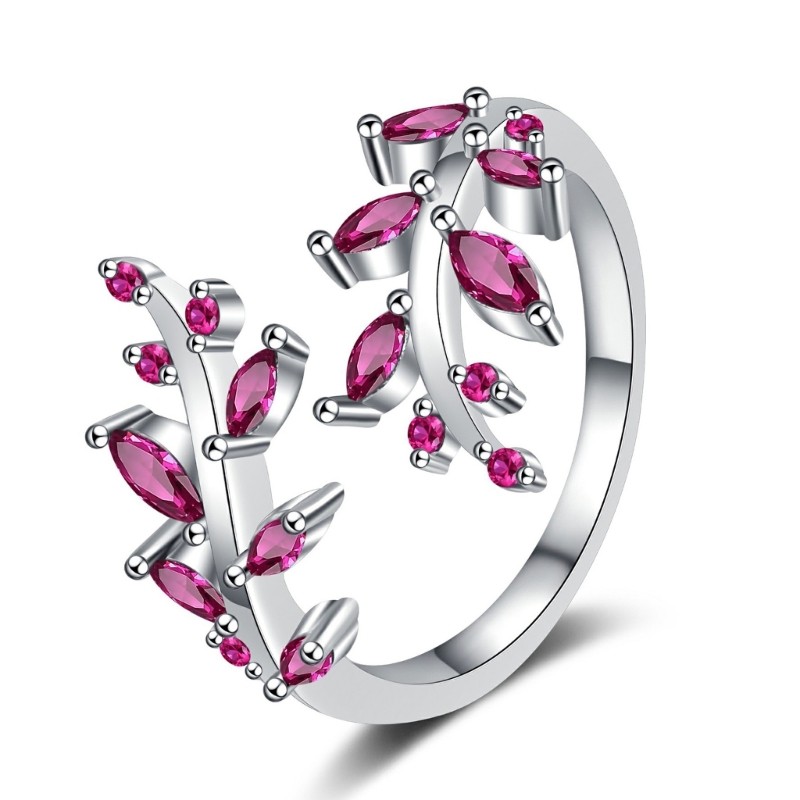 Contemporary Twig Design Ring With Crystal Details Copper Crafted Jewelry Ideal