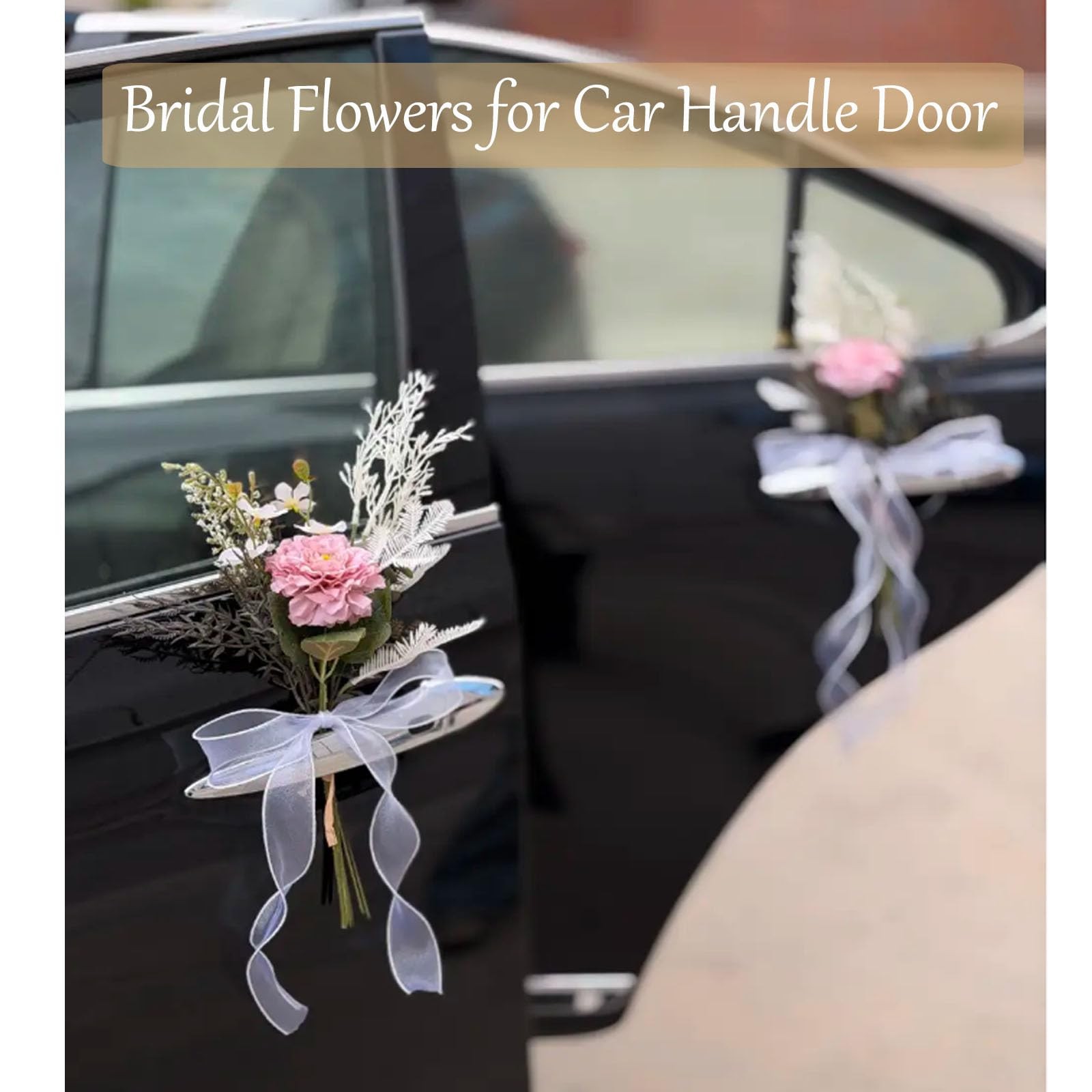 White Rose Wedding Car Decorations – Romantic Just Married Floral Accent for …
