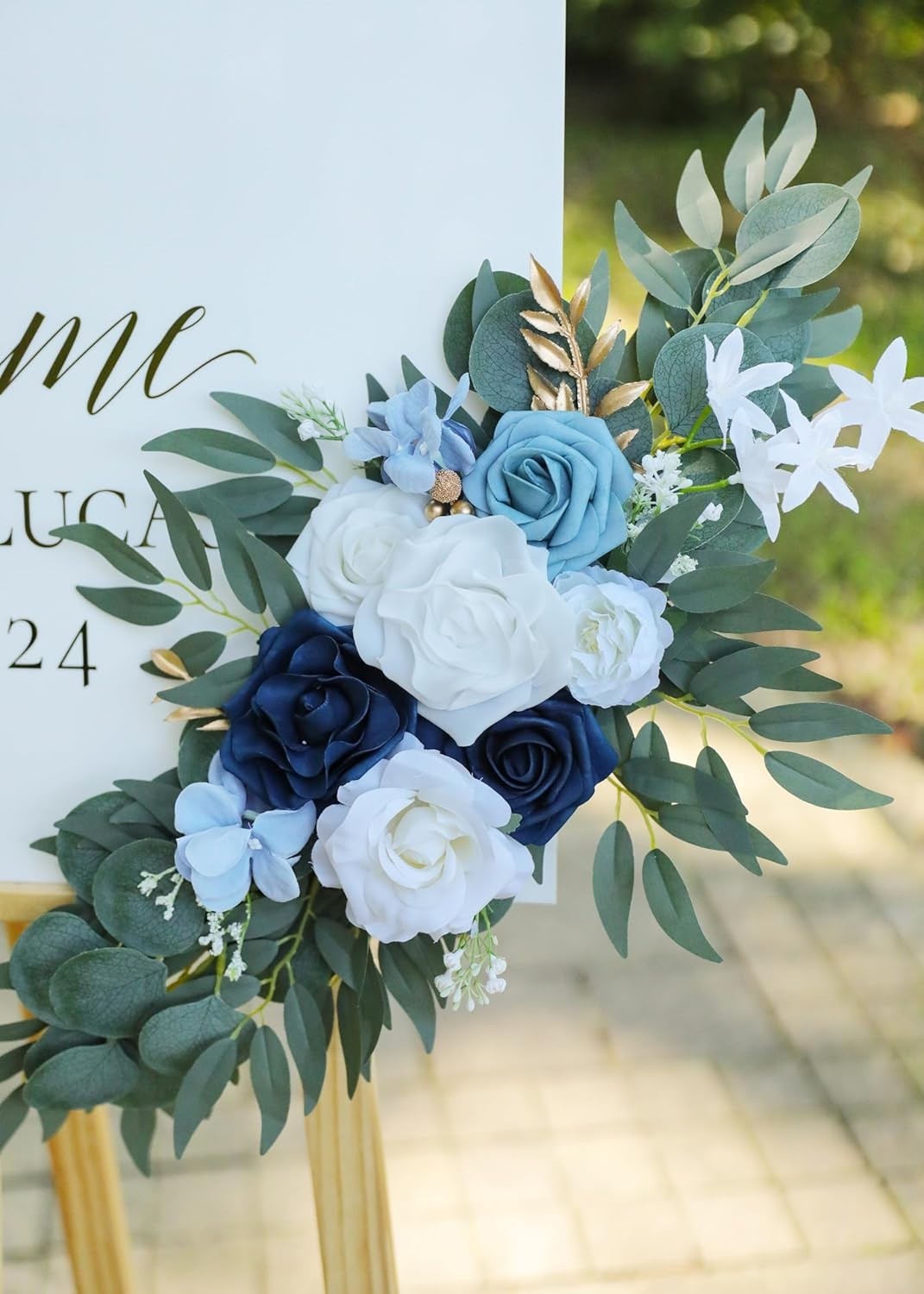 Artificial Dusty Blue Wedding Arch Flower Swags Set of 2 for Wedding Welcome …