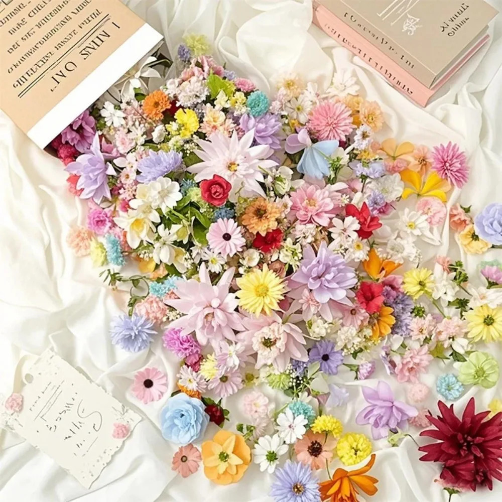 20/52Pcs Random Mix Artificial Flowers Silk Fake Flowers for Home Room Decor DIY