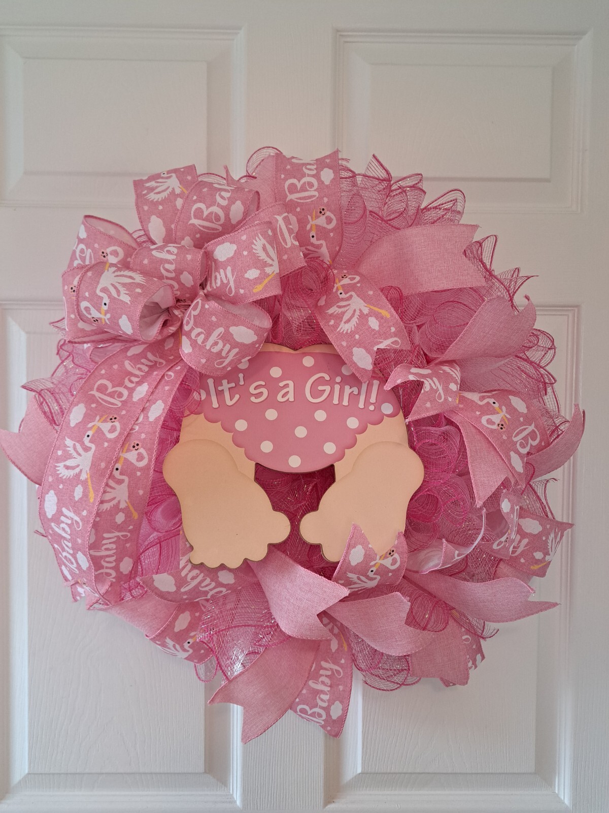 IT’S A GIRL wreath for front door- Hospital door -Handmade baby girl