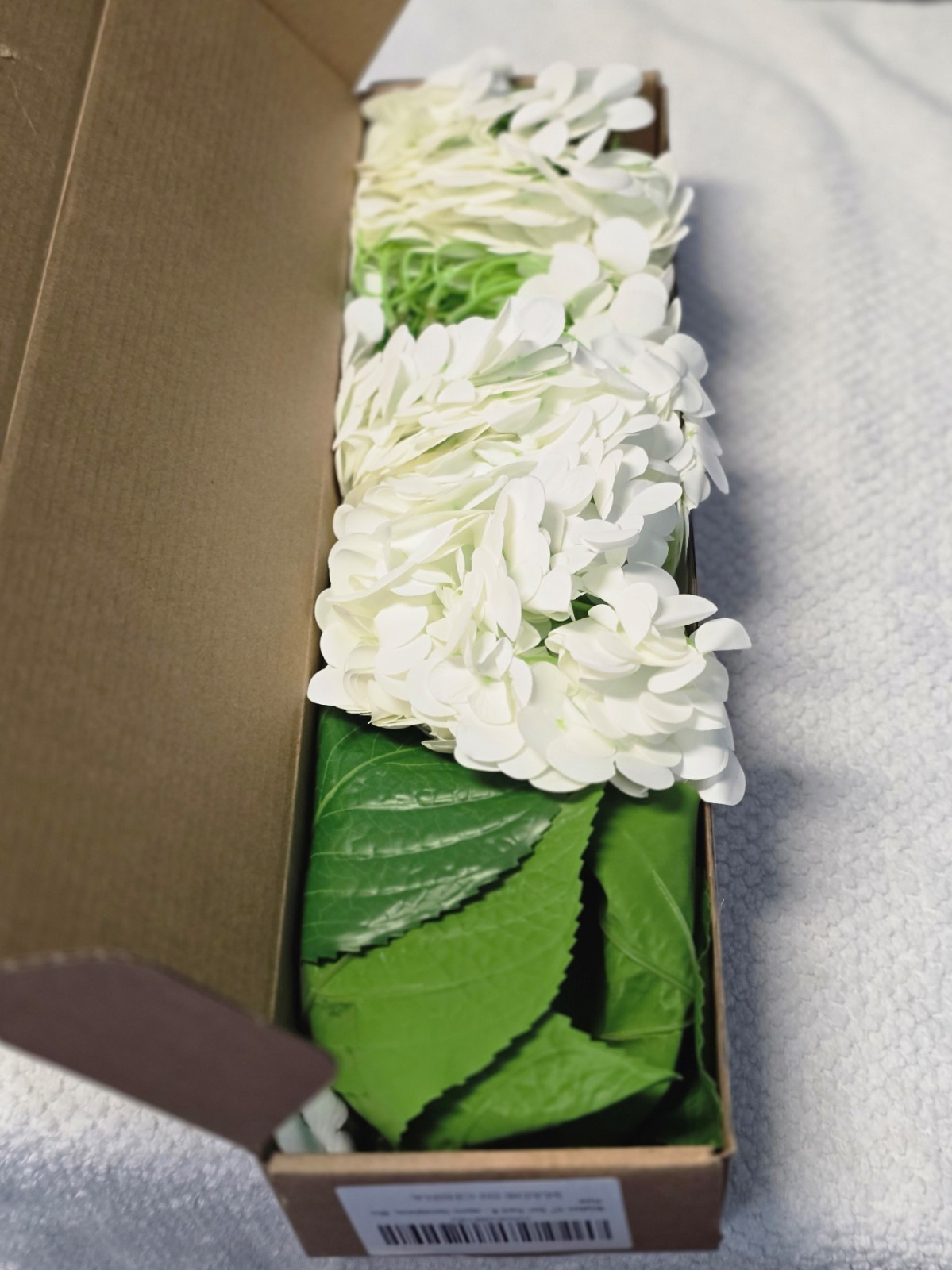 5 pcs Real Touch White Hydrangea Artificial Flowers Long Stem Faux Bouquet Bulk