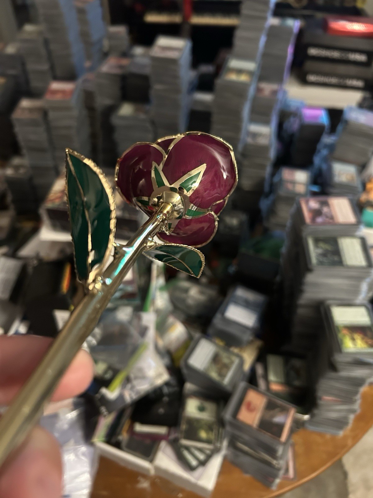 Thick Unique Real Gold Rose Hand Painted Authentic Local Kentucky Artist.