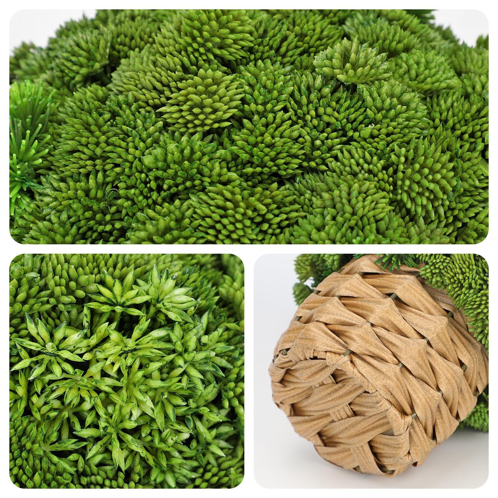 Succulent Plants Artificial Small Faux Arrangement Woven Basket Table Decor