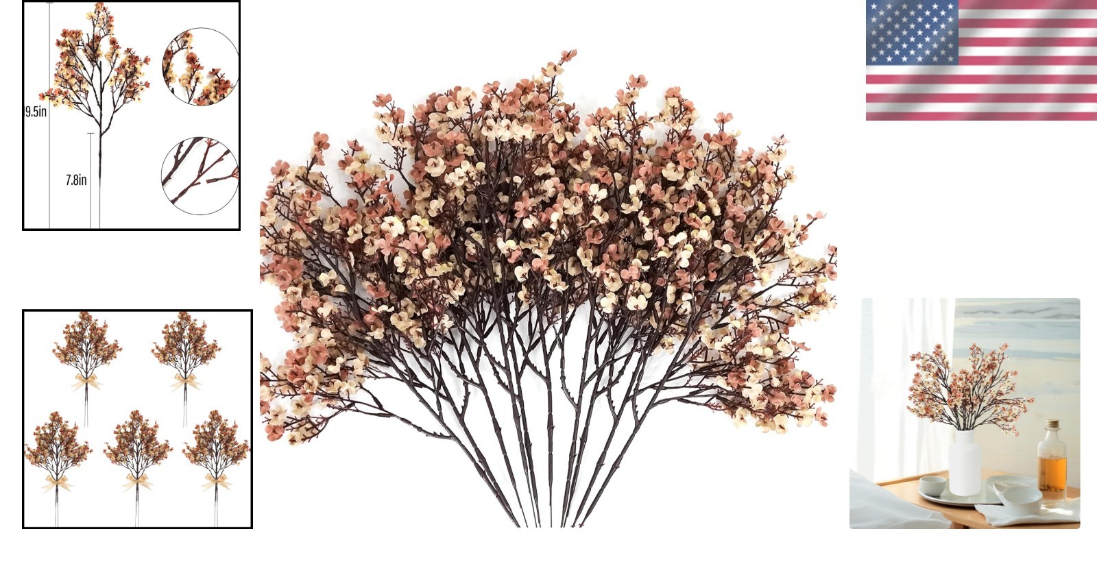 Lifelike 5 Pcs Babys Breath Silk Flowers – Perfect for Weddings & Parties
