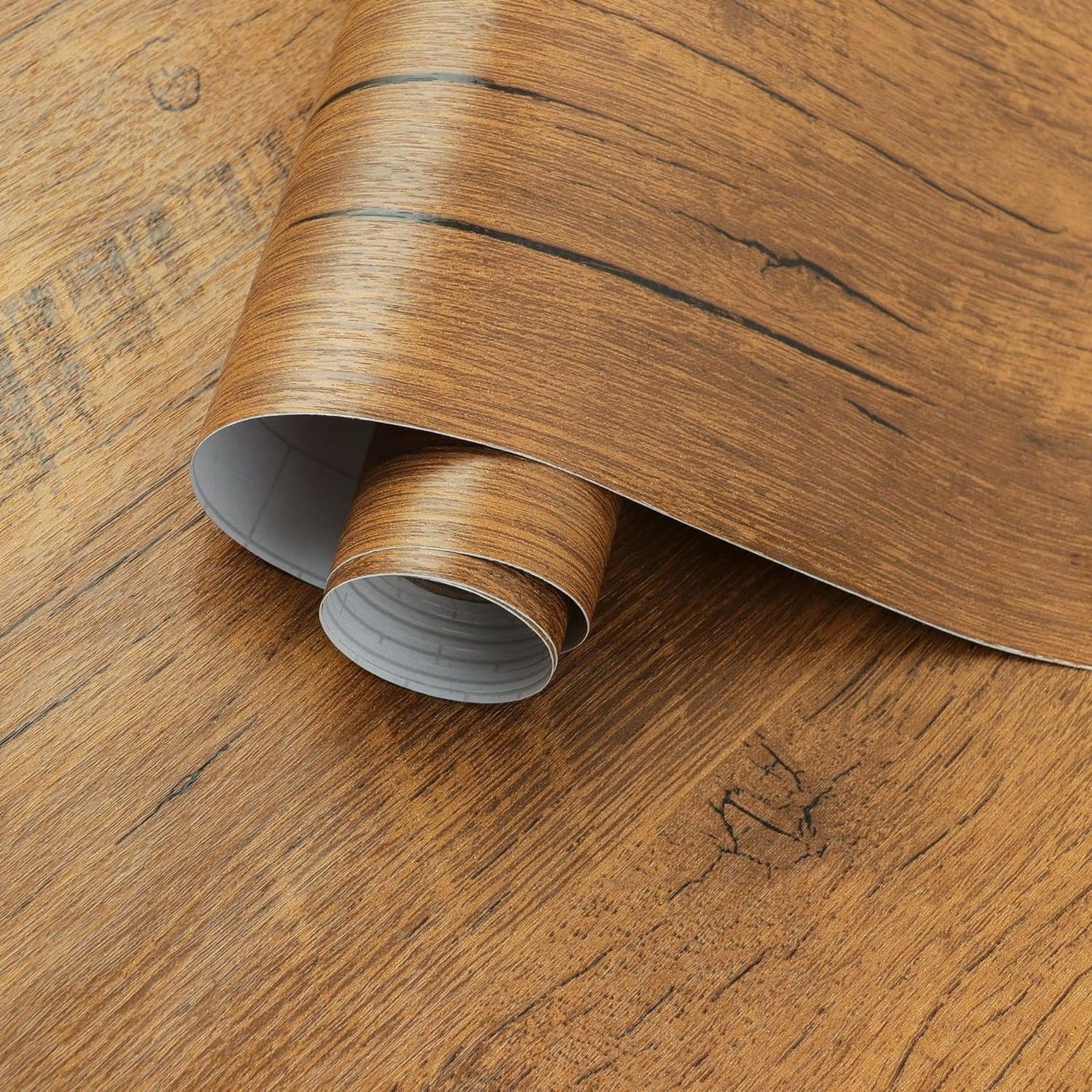Wood vintage style contact paper roll 197×17 inches approx peel and stick