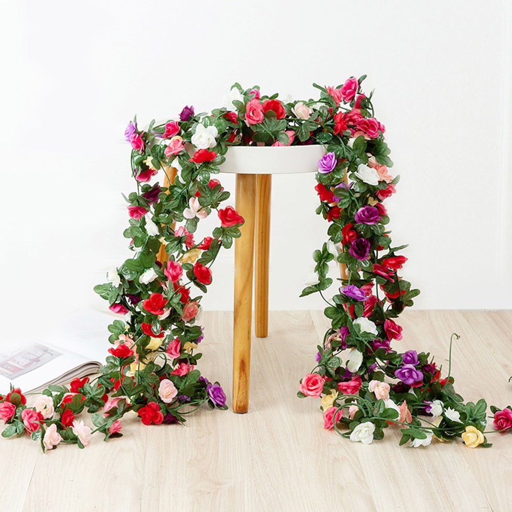 Artificial Vine Decoration for Events with Green Leaves and Roses