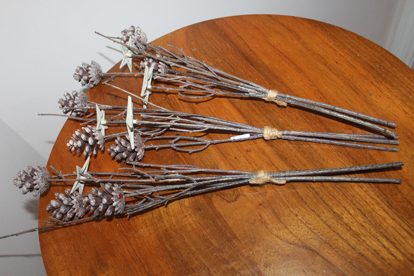 IKEA ARTIFICIAL DECORATIVE ARTIFICIAL BRANCHES w/ PINE CONES & STARS SET OF 3