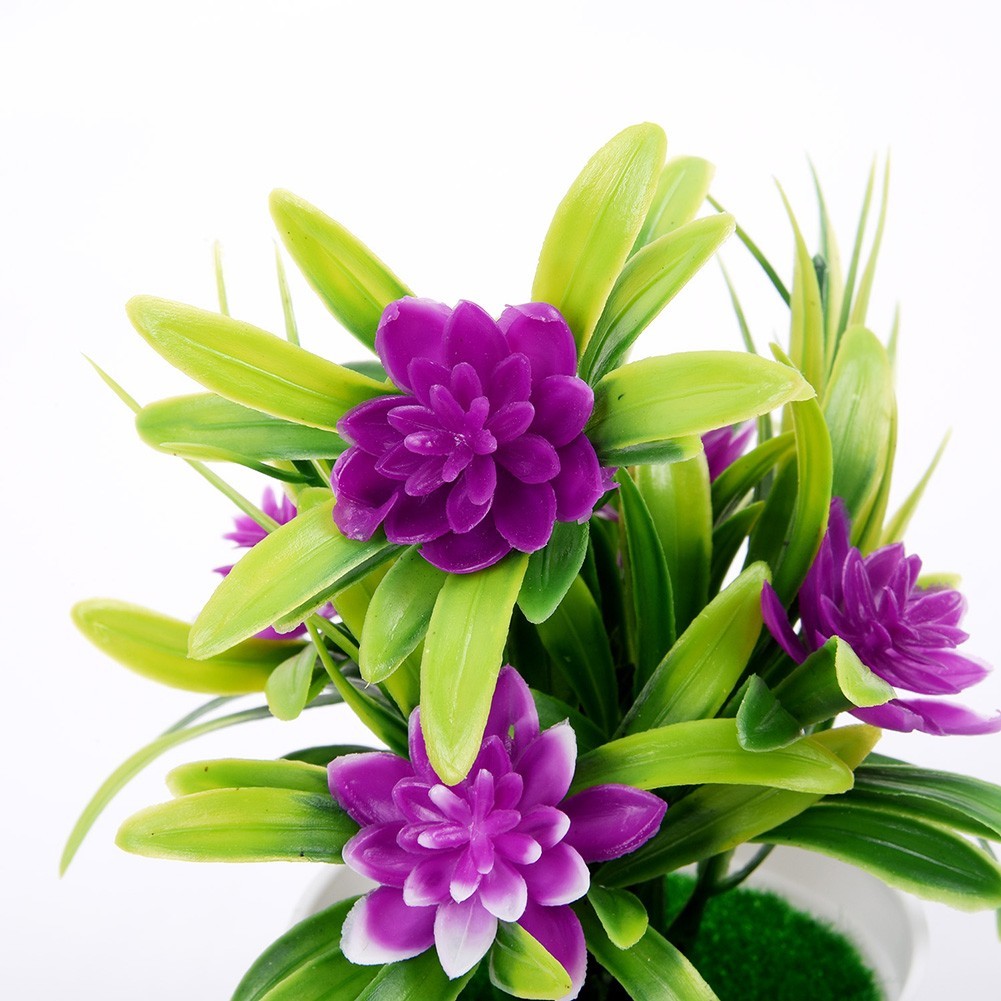 1* Small Artificial Bonsai Tabletop Home Decoration 5 Pcs Lotus Fake Flower