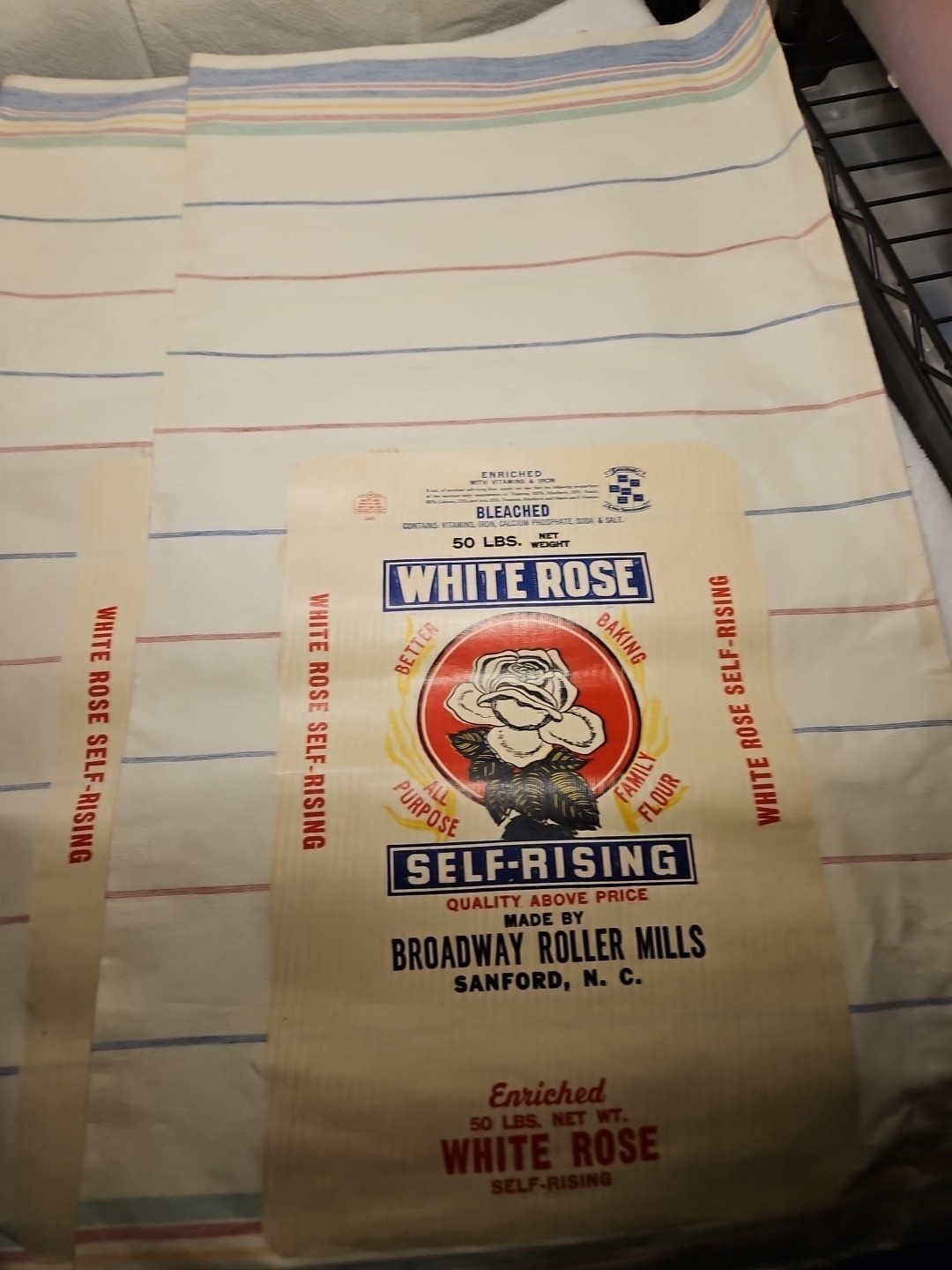 Set Of 4 White Rose Flour Bags Rustic Farmhouse Decor