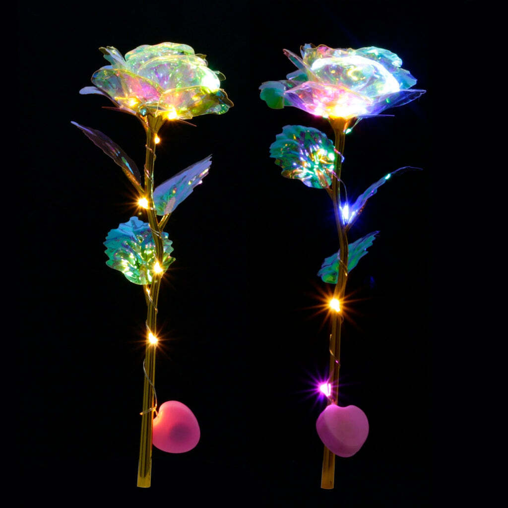 Eternal Rose Flower 24 K Gold Plated Enchanted Galaxy Rose LED Light Rose 4 Pack