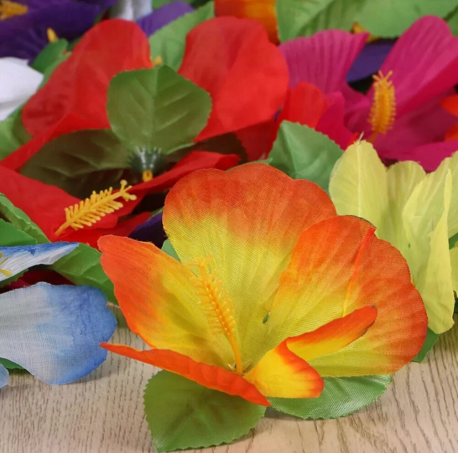 36 Pcs Artificial Hibiscus Flowers Faux Tropical Decor for Parties and Home Deco