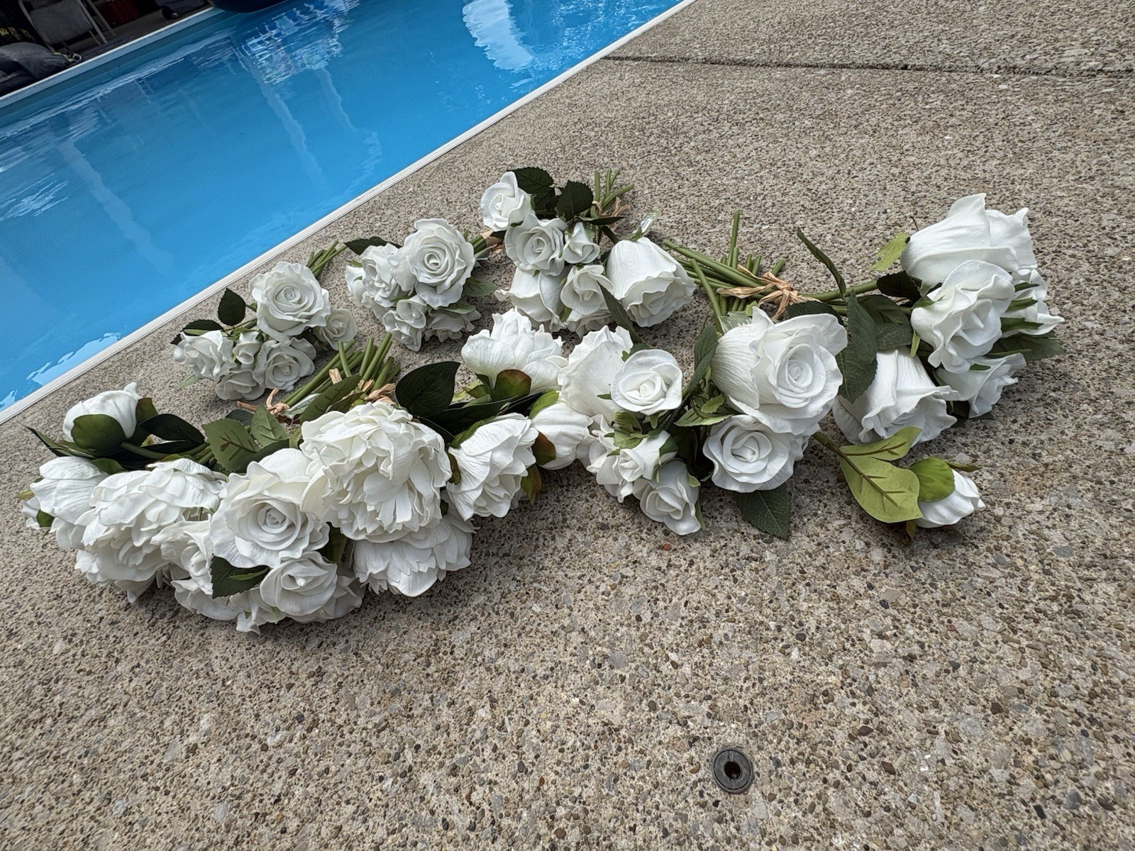 Roses Peony White Real Touch Artificial Flowers with Stems 8 Bouquets 56pc