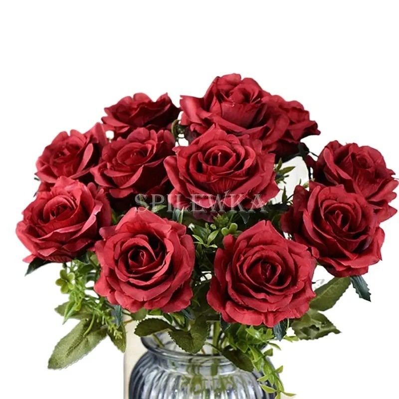 High-quality Silk Orange Rose Artificial Flowers for Wedding Decoration, Big and