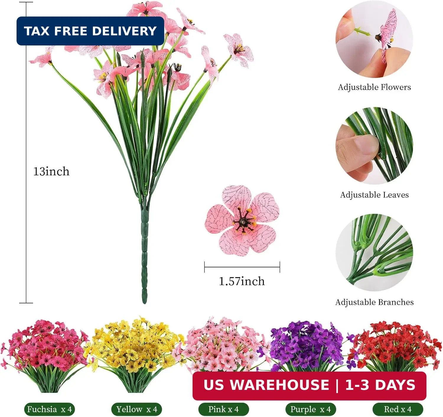 AmyHomie 20 Bundles Artificial Flowers for Outdoors, UV Resistant Fake Flowers N