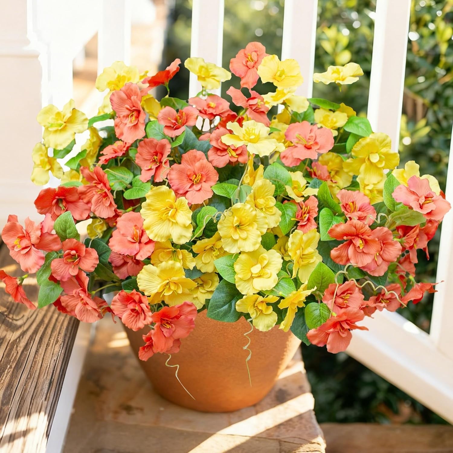 Fake Hibiscus Artificial Flowers, Outdoor, 6 Bundles, UV Resistant