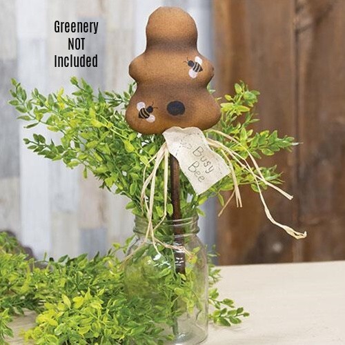 New Primitive Grungy AGED PAINTED FABRIC HONEY BEE HIVE PICK Stem Poke