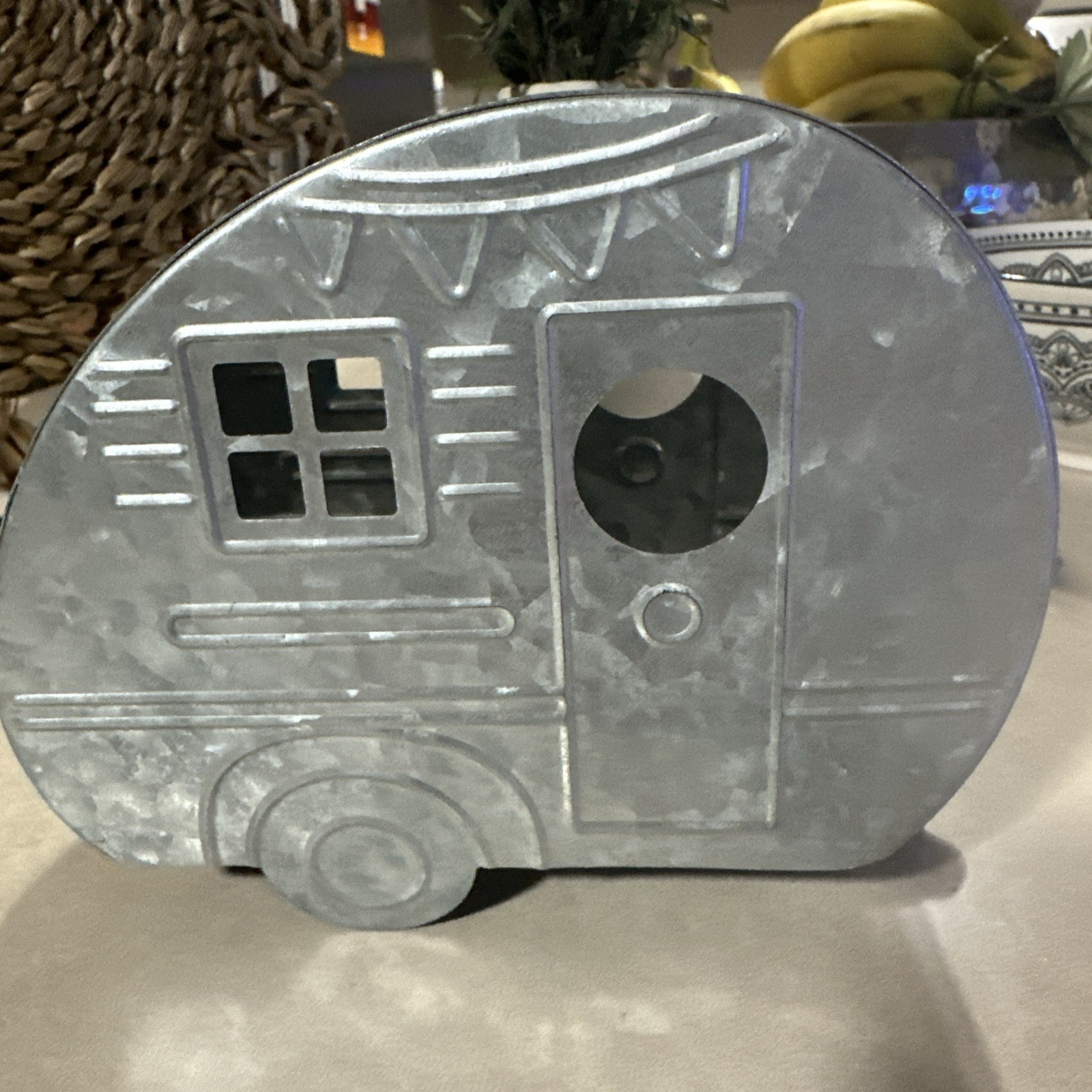 Metal Wagon ~ Galvanized Steel Vintage Camper Travel Trailer Decor