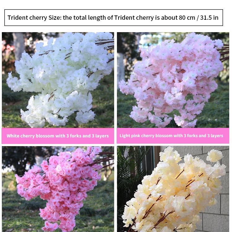 80cm Artificial Cherry Blossom Branch Red Silk Flower Wedding Home Decor Arch