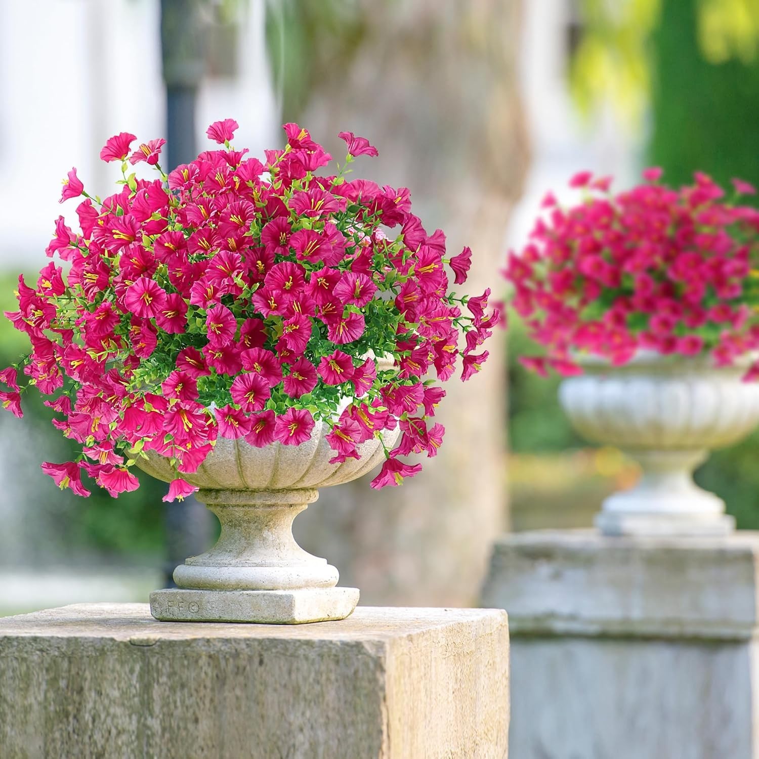 Realistic Magenta Silk Morning Glory Bundles with Eucalyptus for Seasonal Decor