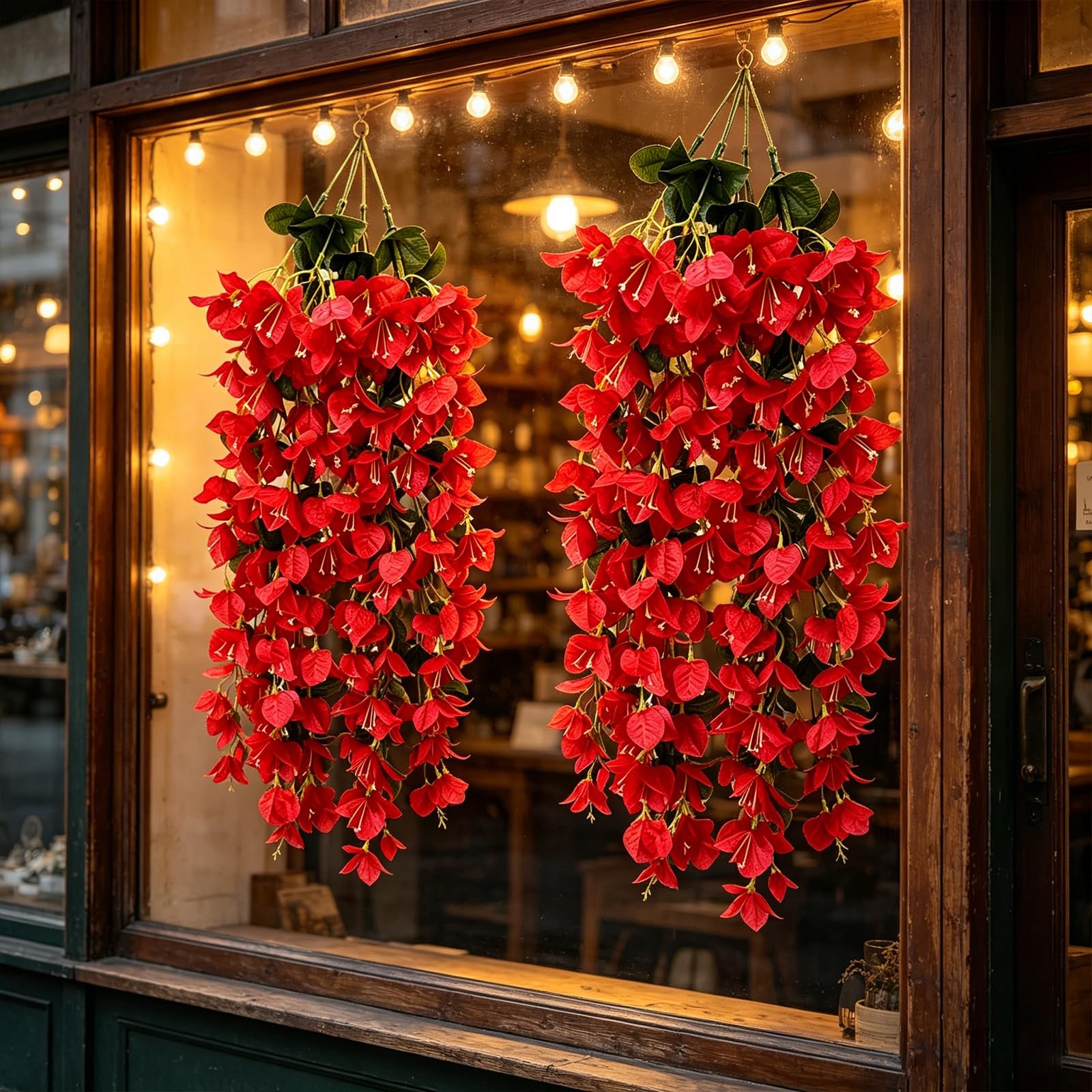 4Pcs 27.5 Inch Red Artificial Bougainvillea Flower Garlands – Silk Fake Vines…