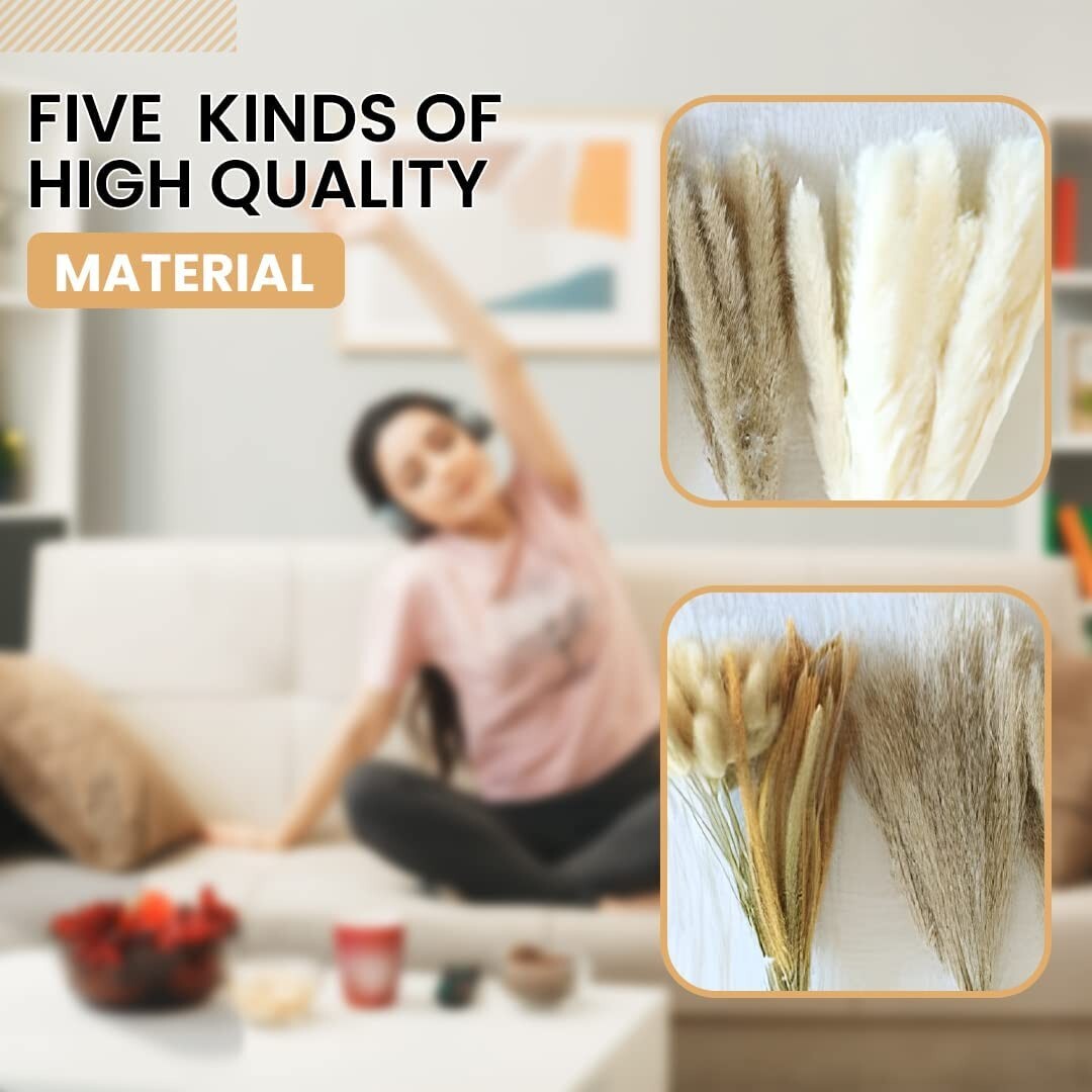 Pampas Grass Decor 115 Pcs Boho Home Decor Dried Flowers, 17.5 Inch Dried… B17