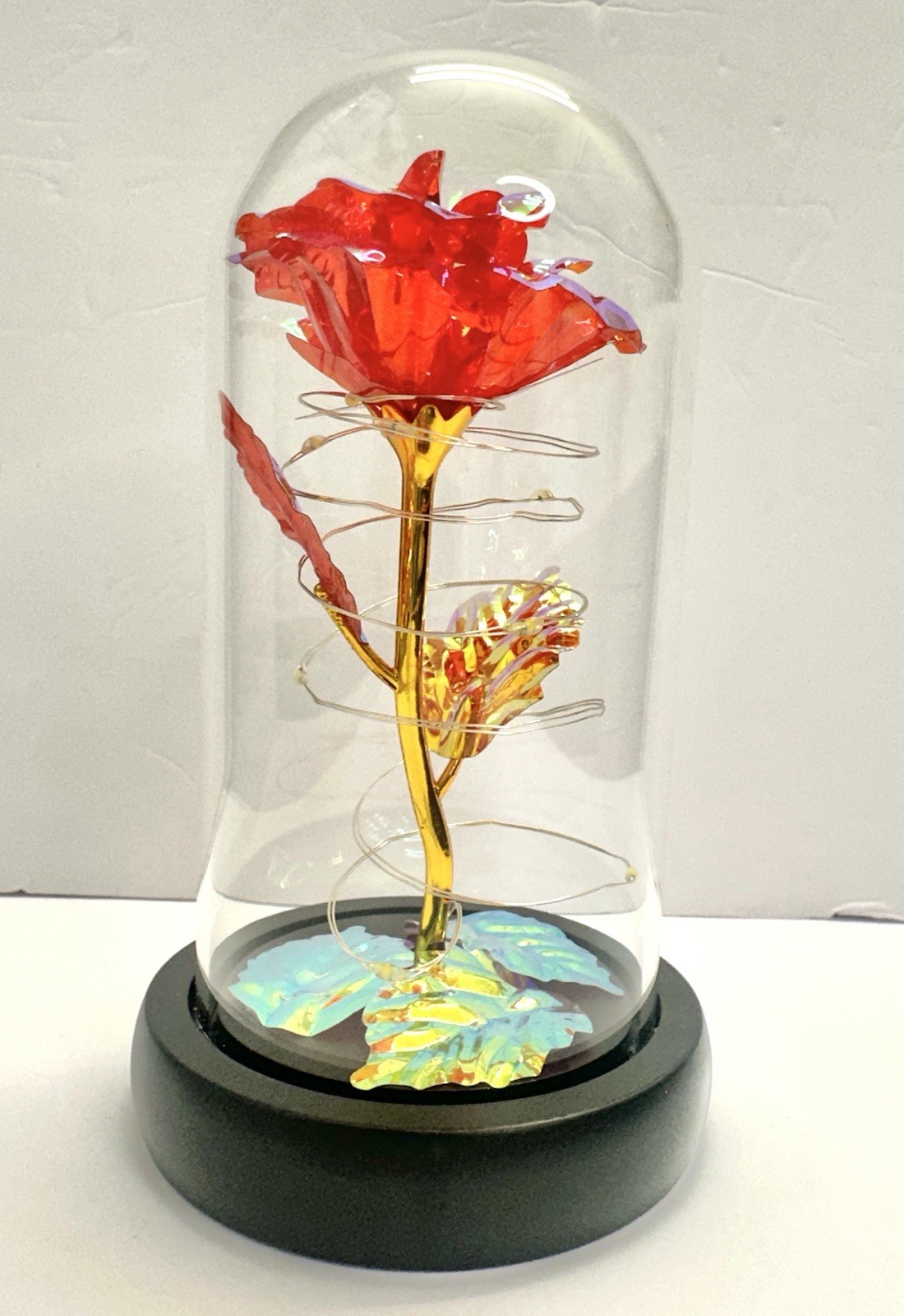 Forever Light up Rose in Glass Dome, Enchanted Rose with LED Lamp With Gift Card