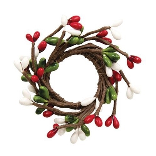Pip Berry Candle Ring Napkin Wreath Christmas Pips 1.5″ Opening Red Green White