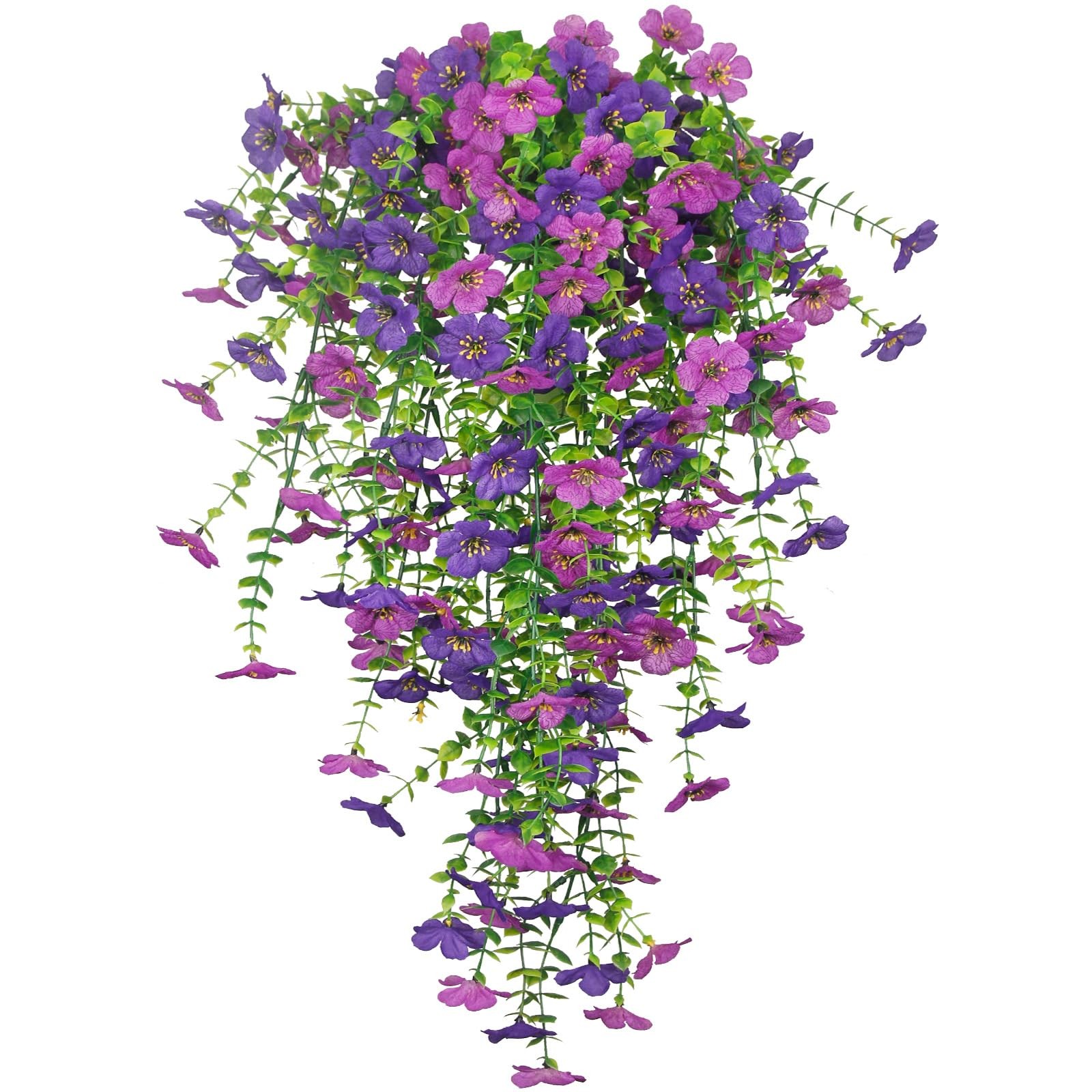 GhuaH 3 Pcs Artificial Hanging Flowers for Outdoors Spring Summer Purple Faux…