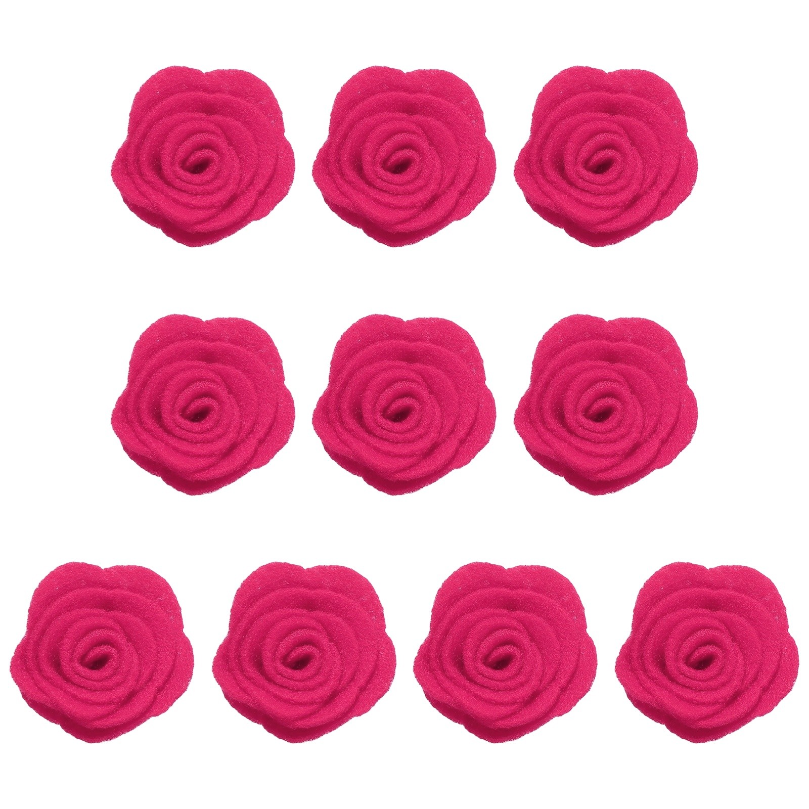 10 Pcs Felt Flowers Embellishments, Nonwoven Camellia Ornament, Rose Red