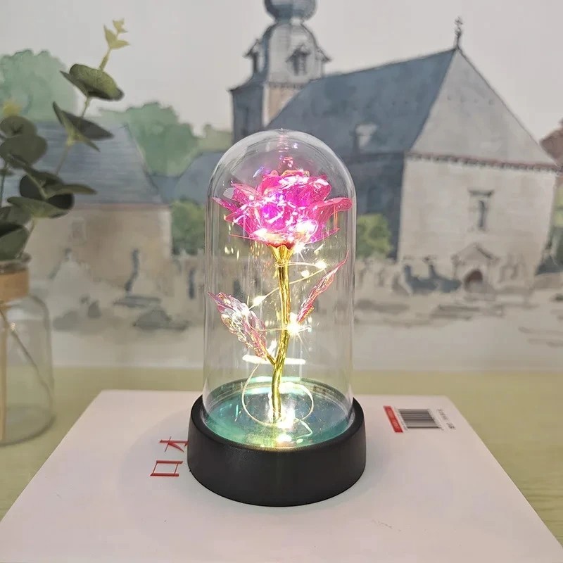 Brand New – Crystal Galaxy Enchanted LED Glass Forever Rose Home Decoration Gift