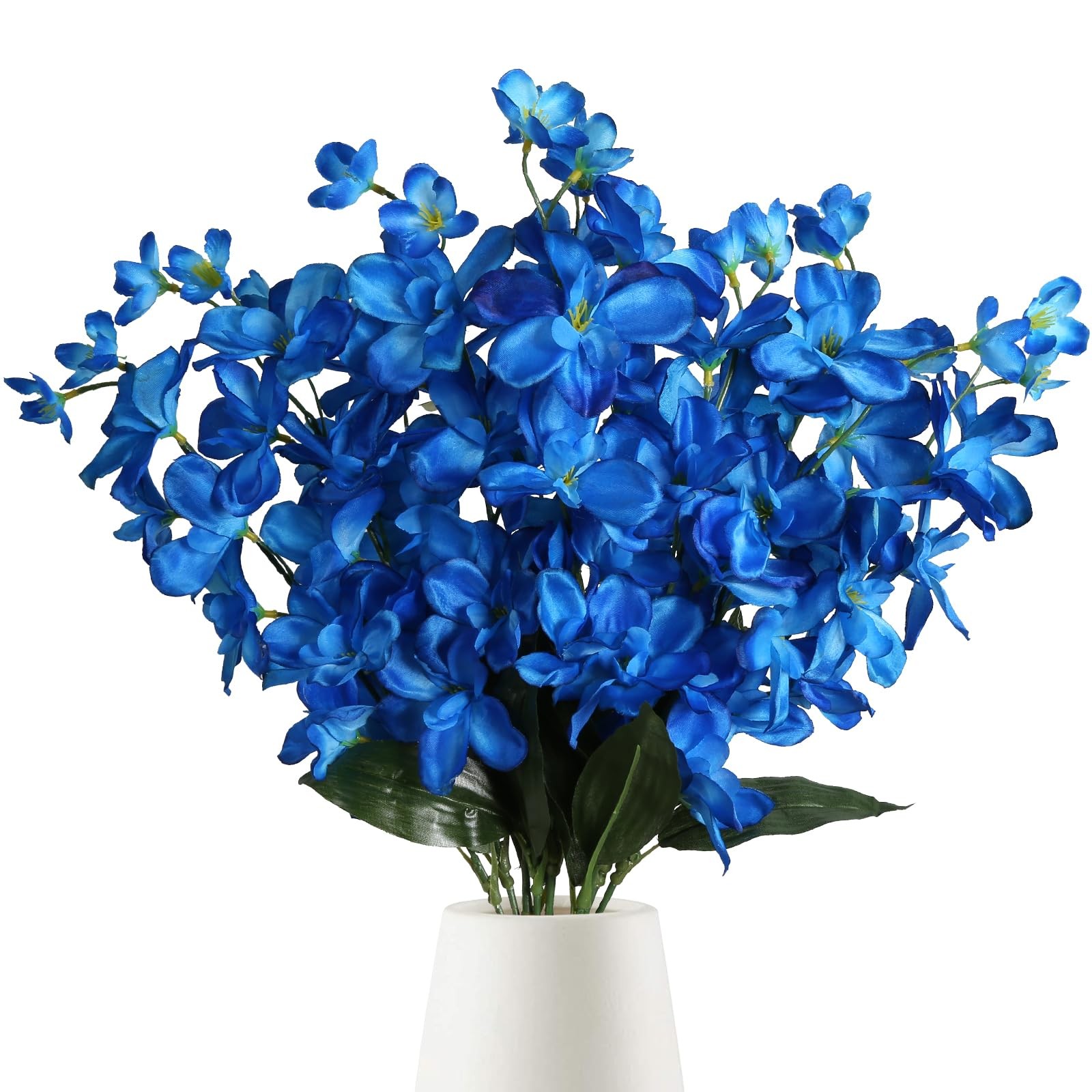 10 PCS Blue Artificial Orchids Silk Fake Flowers 27 Inches Faux Plant Wedding
