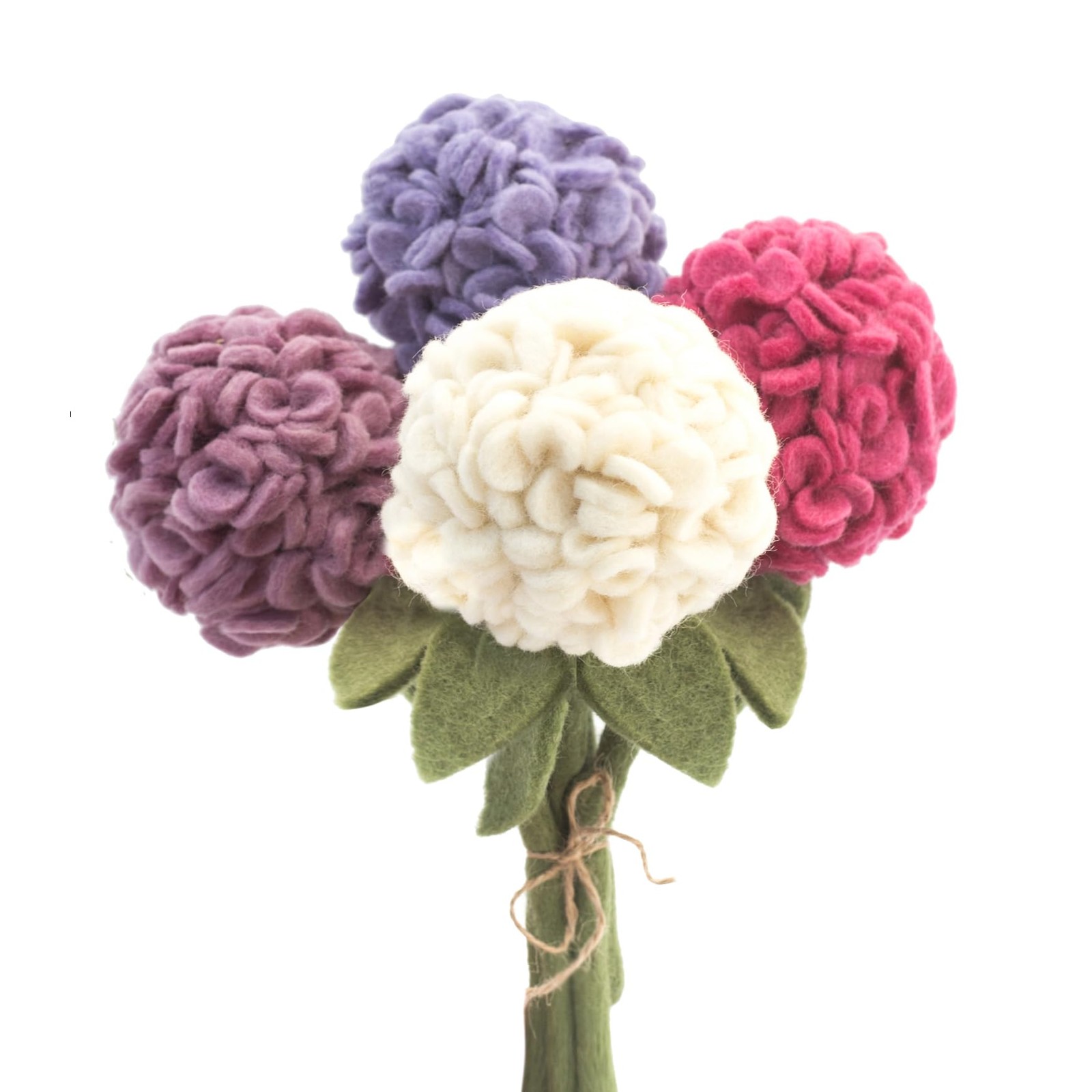 Felt Hydrangea Artificial Flowers Bouquet – 4 pcs|Reusable, Washable and Esse…